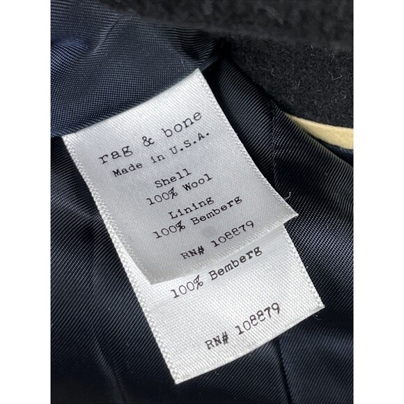 Rag & Bone Full Zip Distressed Wool Peacoat Trench Size 6 - Picture 7 of 14